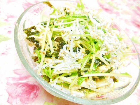 ❤水菜と木綿豆腐としらすと揉み海苔の和え物❤